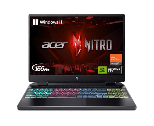 Acer Nitro 16 Gaming Laptop | AMD Ryzen 7 7840HS OctaCore CPU | NVIDIA GeForce RTX 4060 Laptop GPU | 16" WUXGA 165Hz IPS Display | 16GB DDR5 | 1TB Gen 4 SSD | WiFi 6E | RGB Backlit KB | AN16-41-R4CY