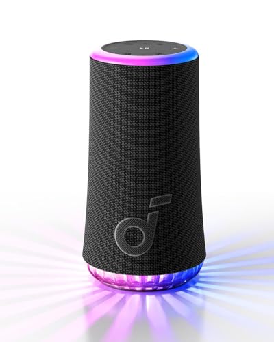 Soundcore Glow Portable Speaker with 30W 360° Sound, Synchronized Radiant Light, 18H Playback, Customizable EQ and Light Show, and IP67 Waterproof