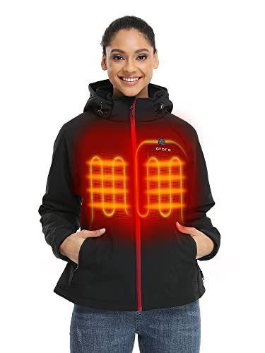 ORORO Women's Slim Fit Heated Jacket with Battery Pack and Detachable Hood